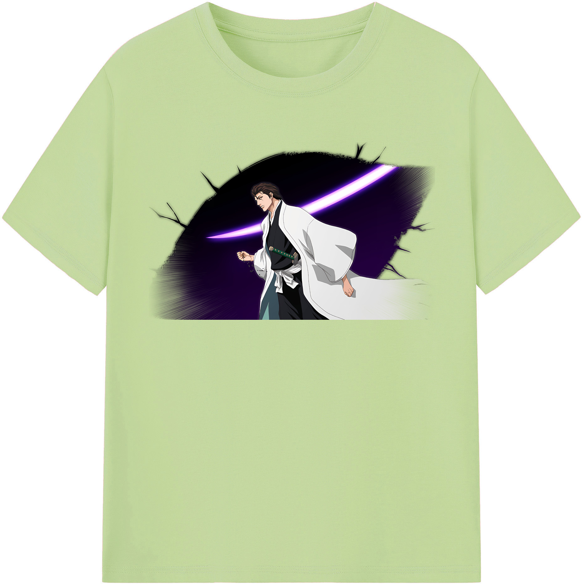 （画像用） ブリーチ 藍染 惣右介（あいぜん そうすけ） BLEACH Aizen Sousuke 綿100％半袖Tシャツ（フロントプリント）